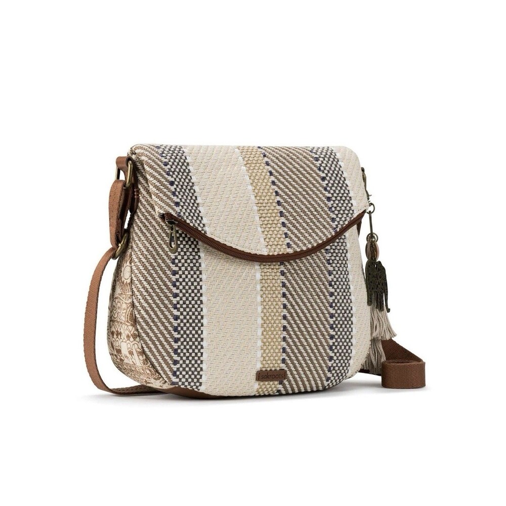 Sakroots Neutral Stripe Crossbody Bag - Cream, Tan, Brown, Navy